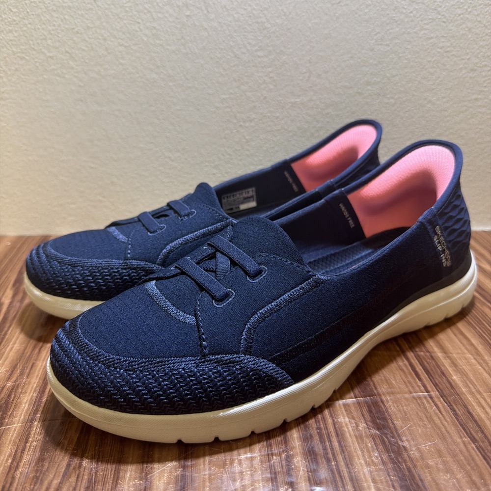 Skechers On-The-Go Flex Top Notch Womens Size 9 Navy Blue Casual Slip On Shoes